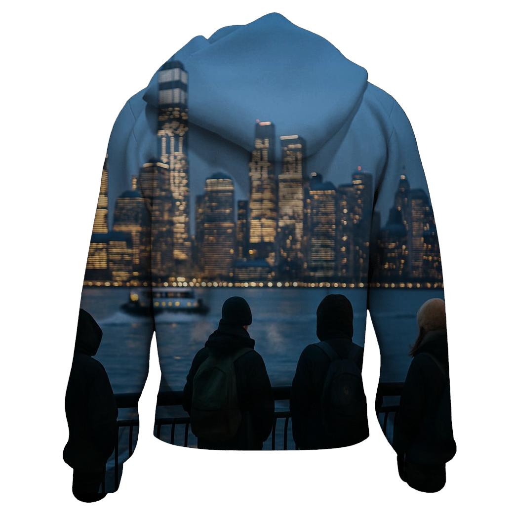 Blue Hour Commute From Hoboken Pier zip-up hoodies