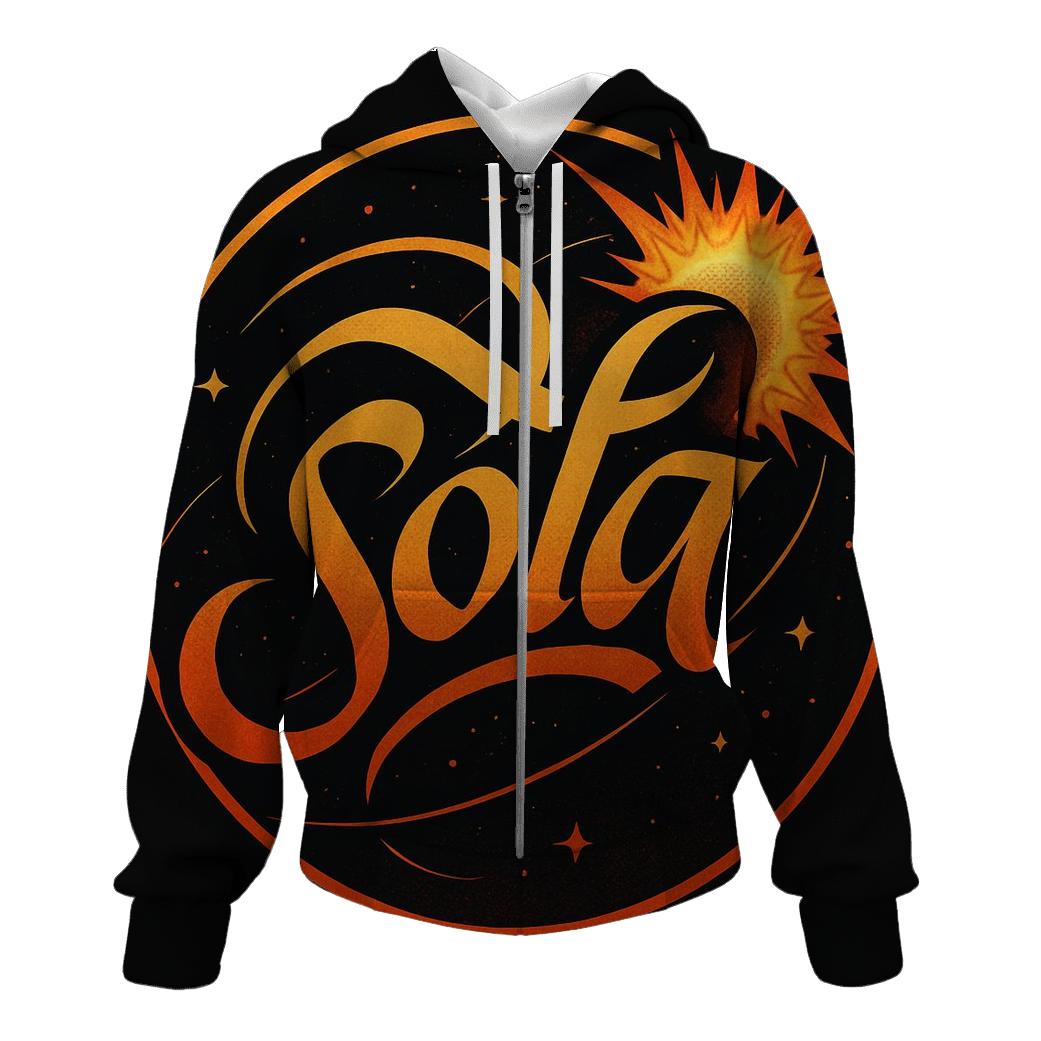 Solar Flare Calligraphy Emblem custom hoodies