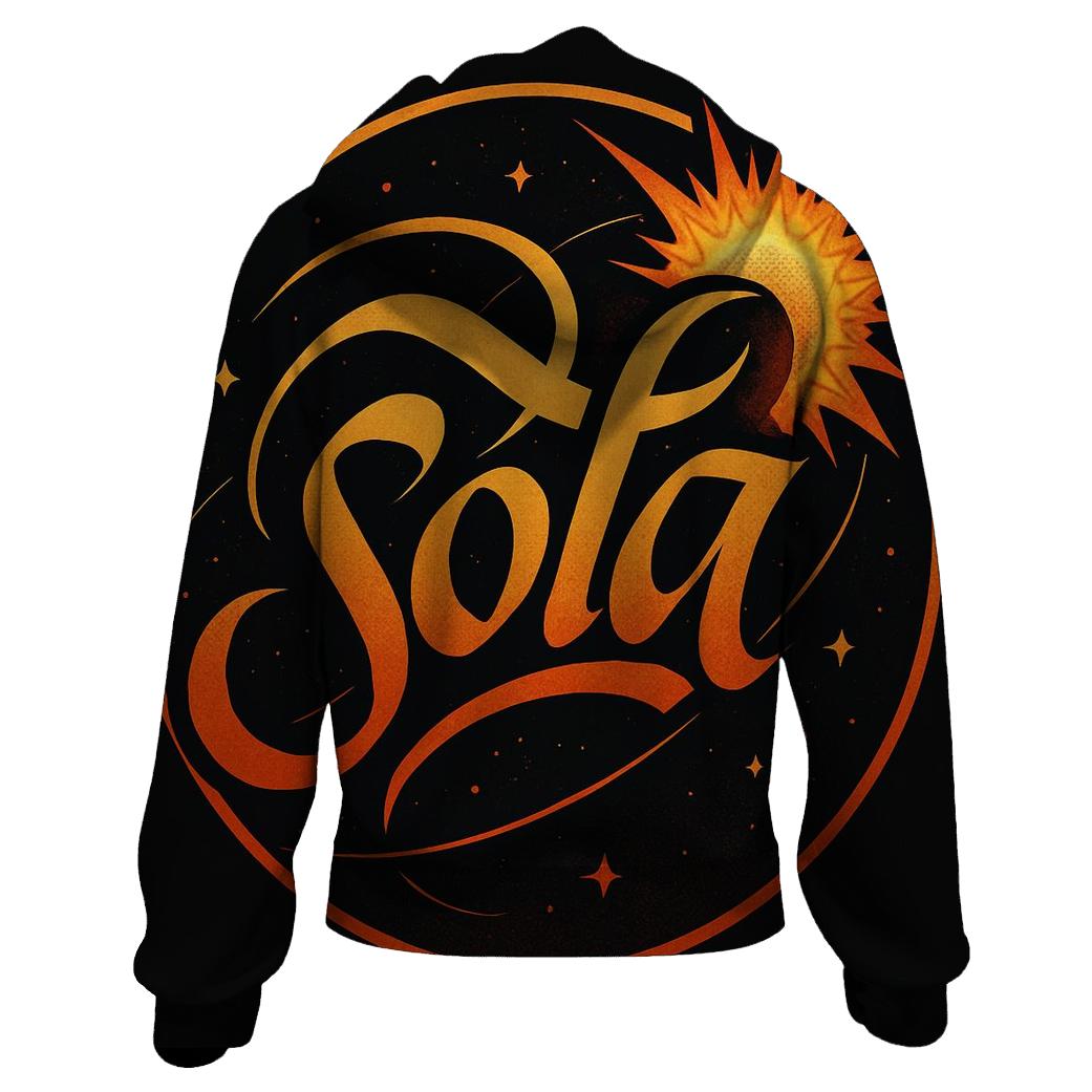 Solar Flare Calligraphy Emblem custom hoodies