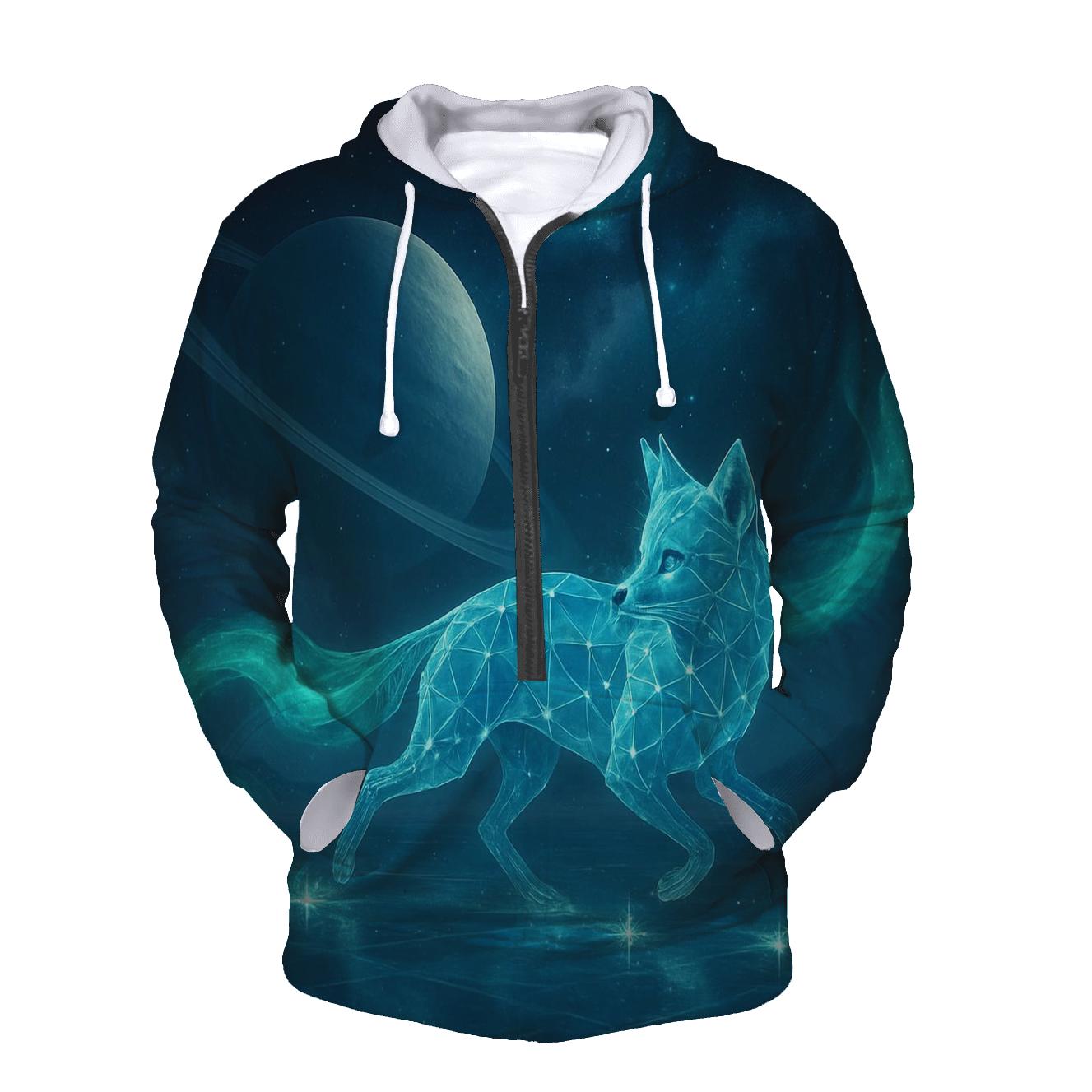 Aurora Fox Of The Polar Galaxy printed hoodies