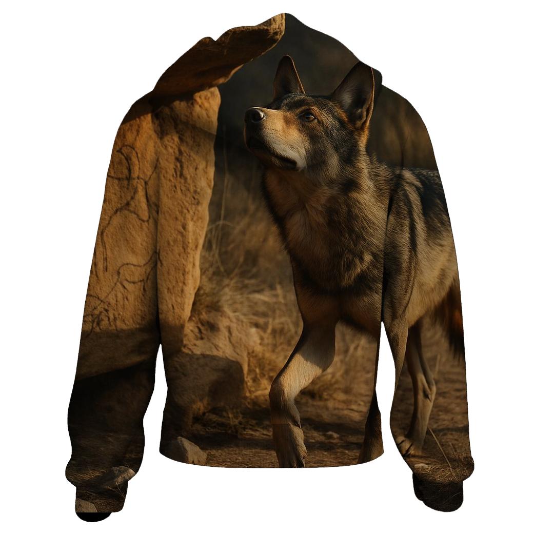 Iberian Wolf At Ancient Rock Art Shelter hoodie styles