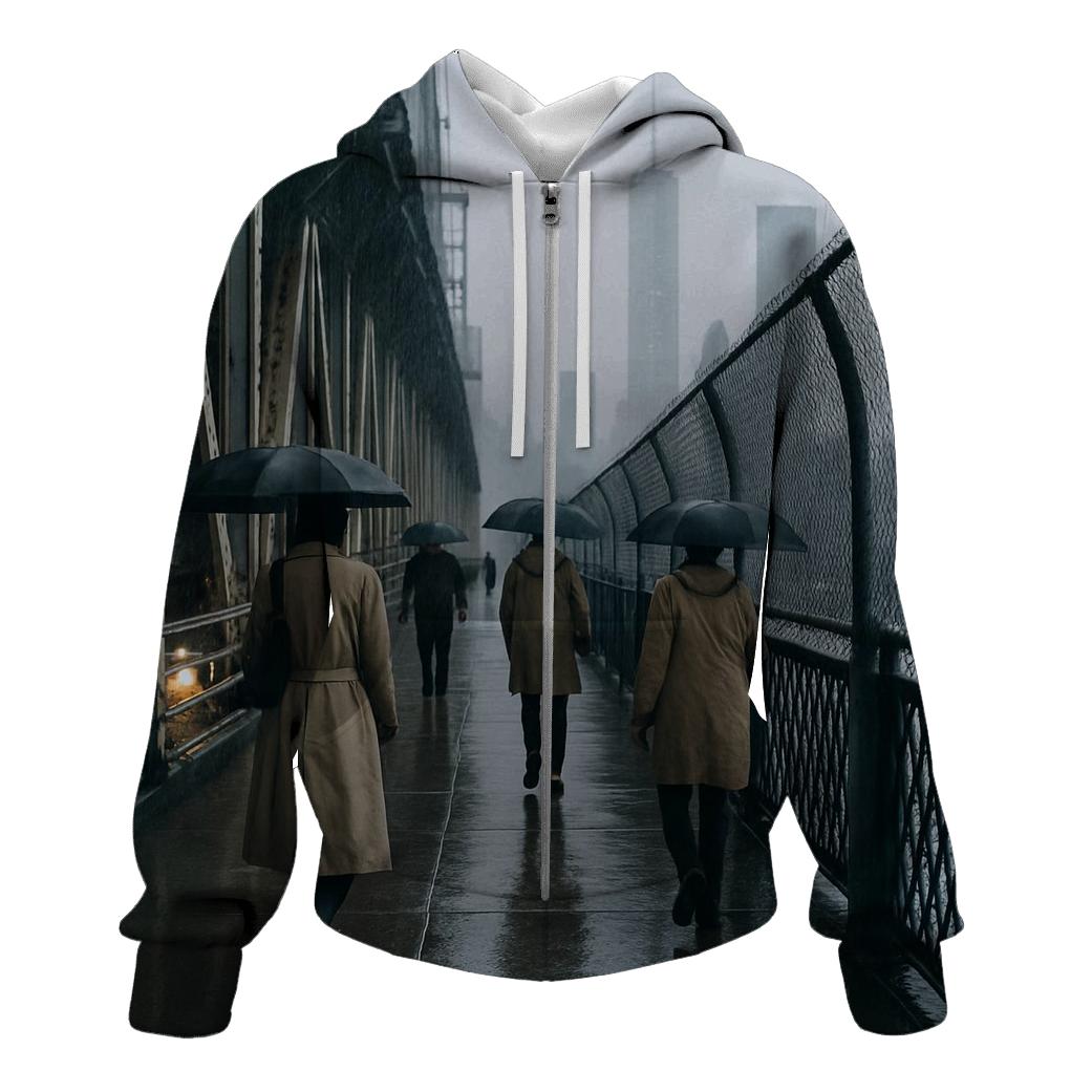 Rain Glossed Lower Manhattan From Manhattan Bridge Walkway designer hoodies