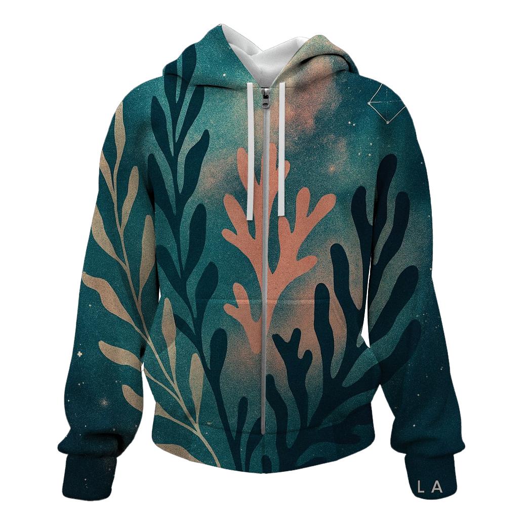 Deep Sea Nebula Botanical Collage designer hoodies