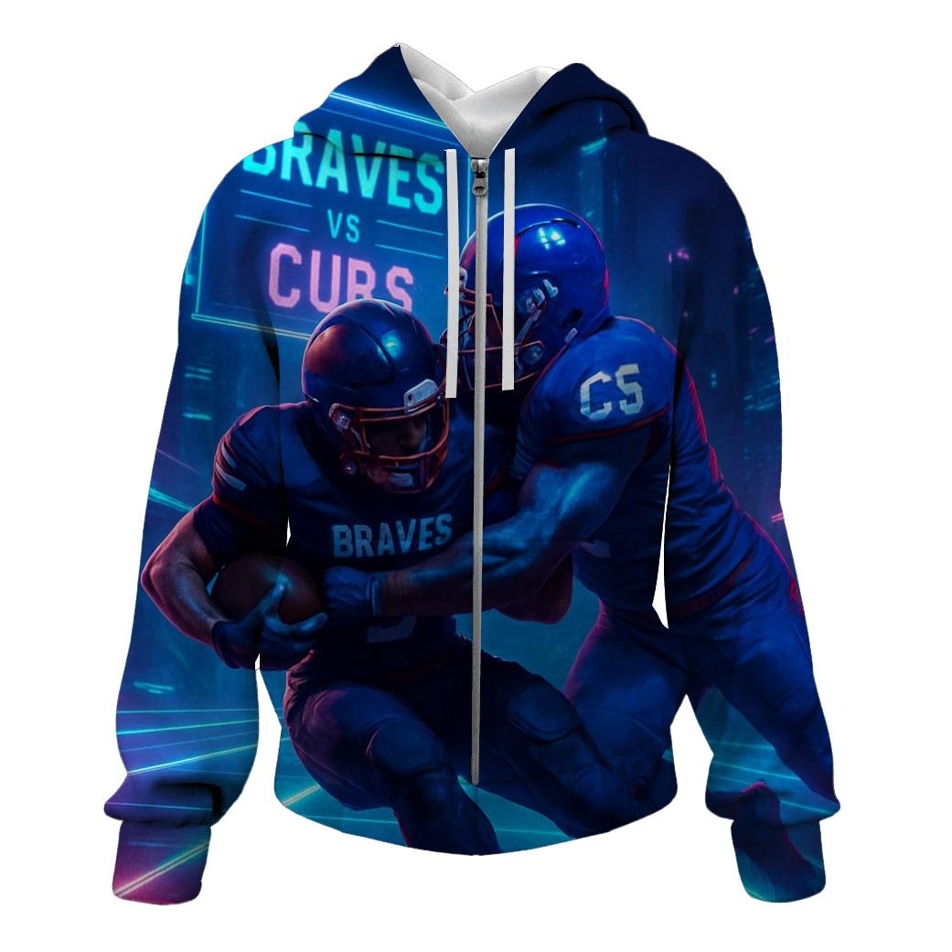 Neon Skybridge Clash Braves Vs Cubs zip-up hoodies