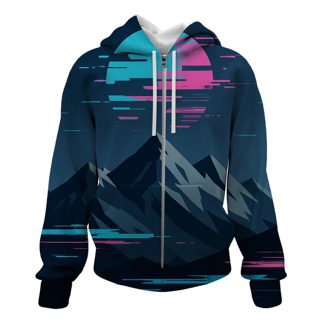 Glitch Horizon Mountain Poster designer hoodies