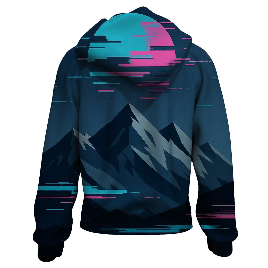 Glitch Horizon Mountain Poster designer hoodies