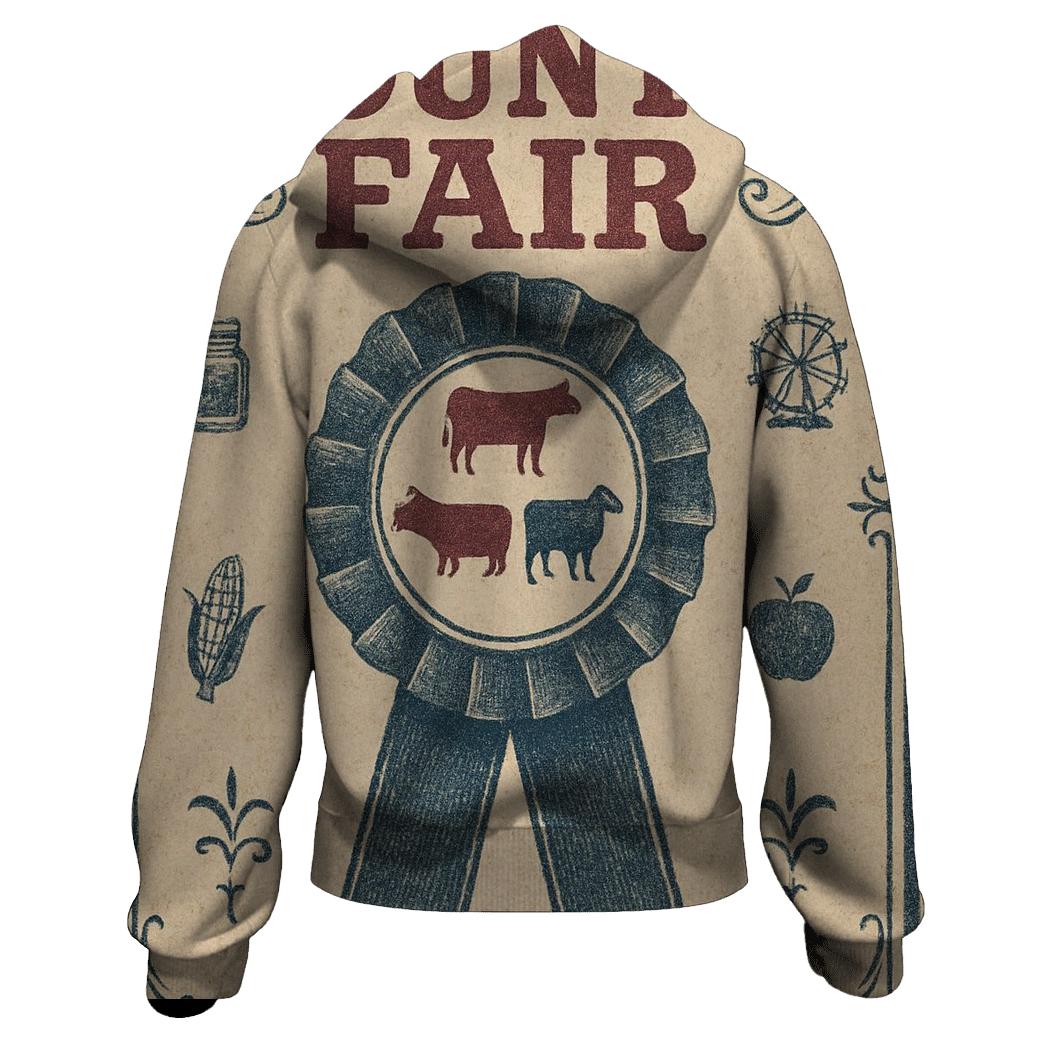 Aged County Fair Prize Ribbon Poster embroidered hoodies