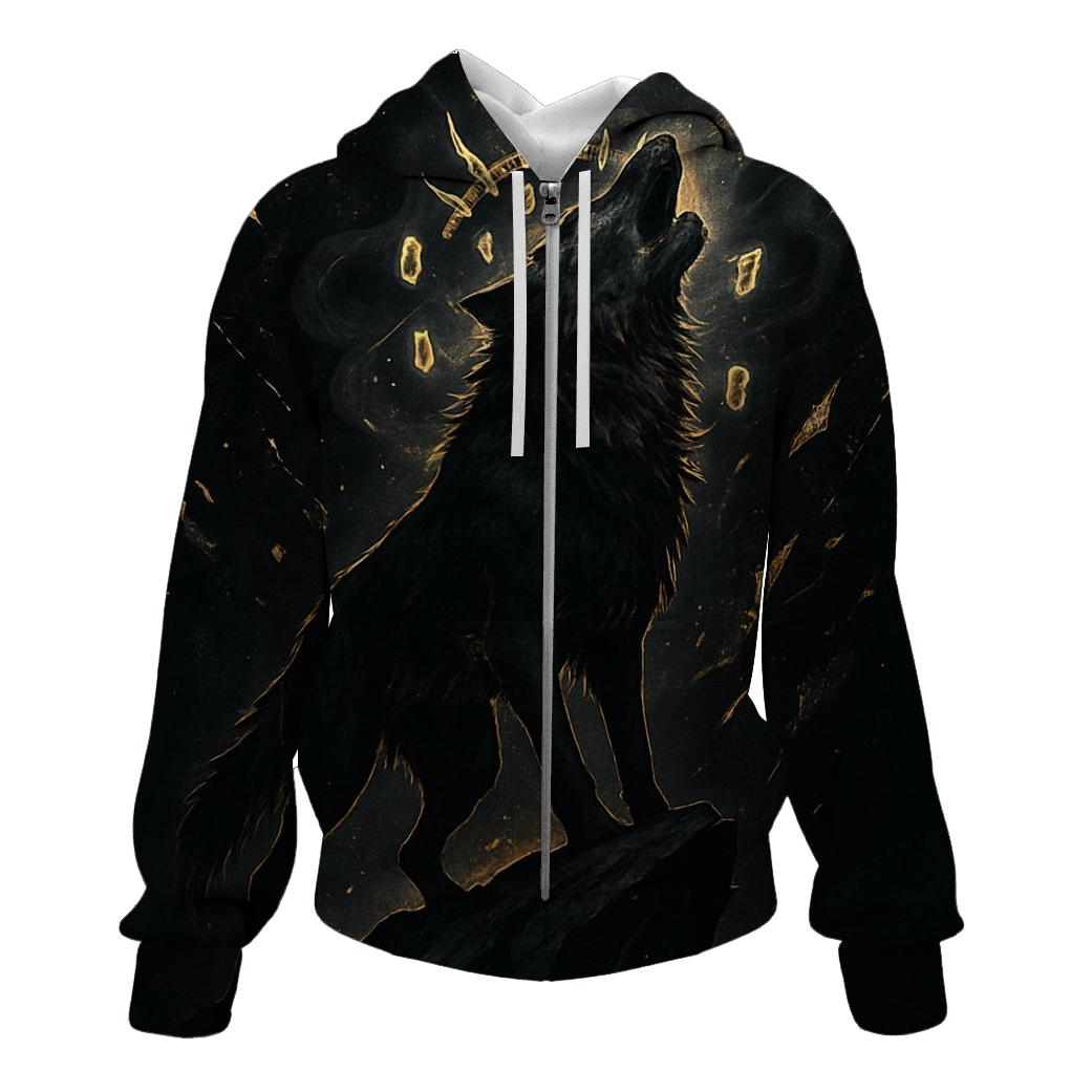 Obsidian Gold Bone Crown Howl printed hoodies