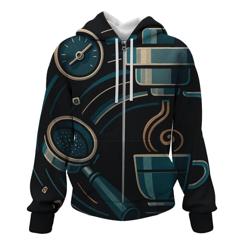 Espresso Arc Mechanism zip-up hoodies