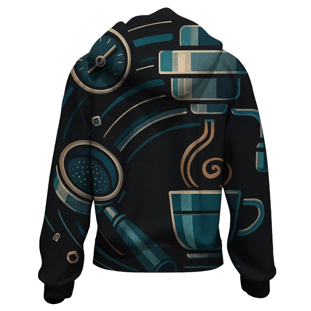 Espresso Arc Mechanism zip-up hoodies