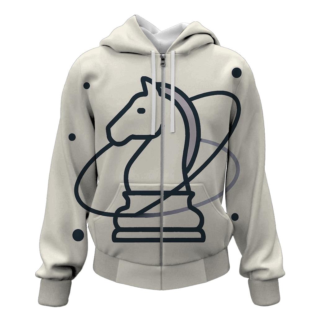 Orbiting Chess Piece Minimal Icon Set zip-up hoodies