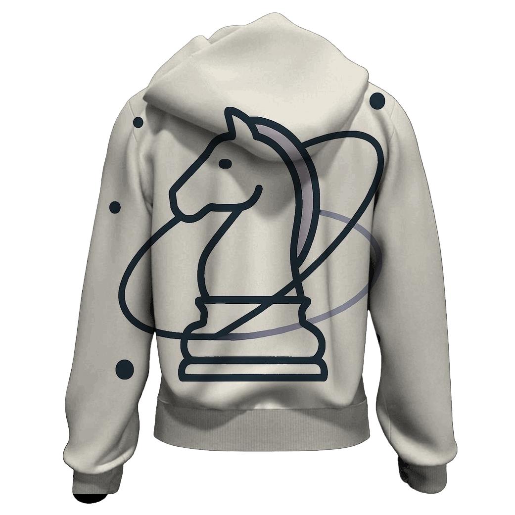 Orbiting Chess Piece Minimal Icon Set zip-up hoodies