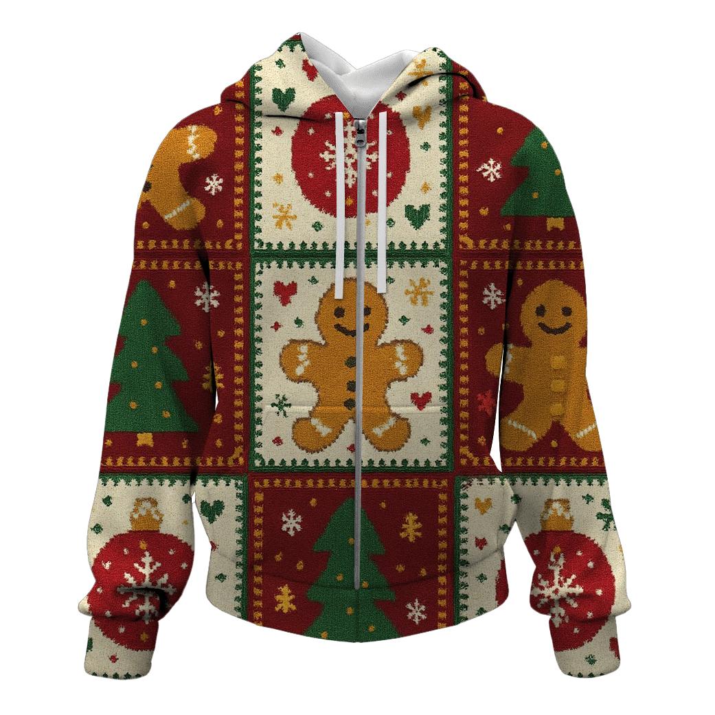 Gingerbread Ornament Patchwork Parade Design designer hoodies