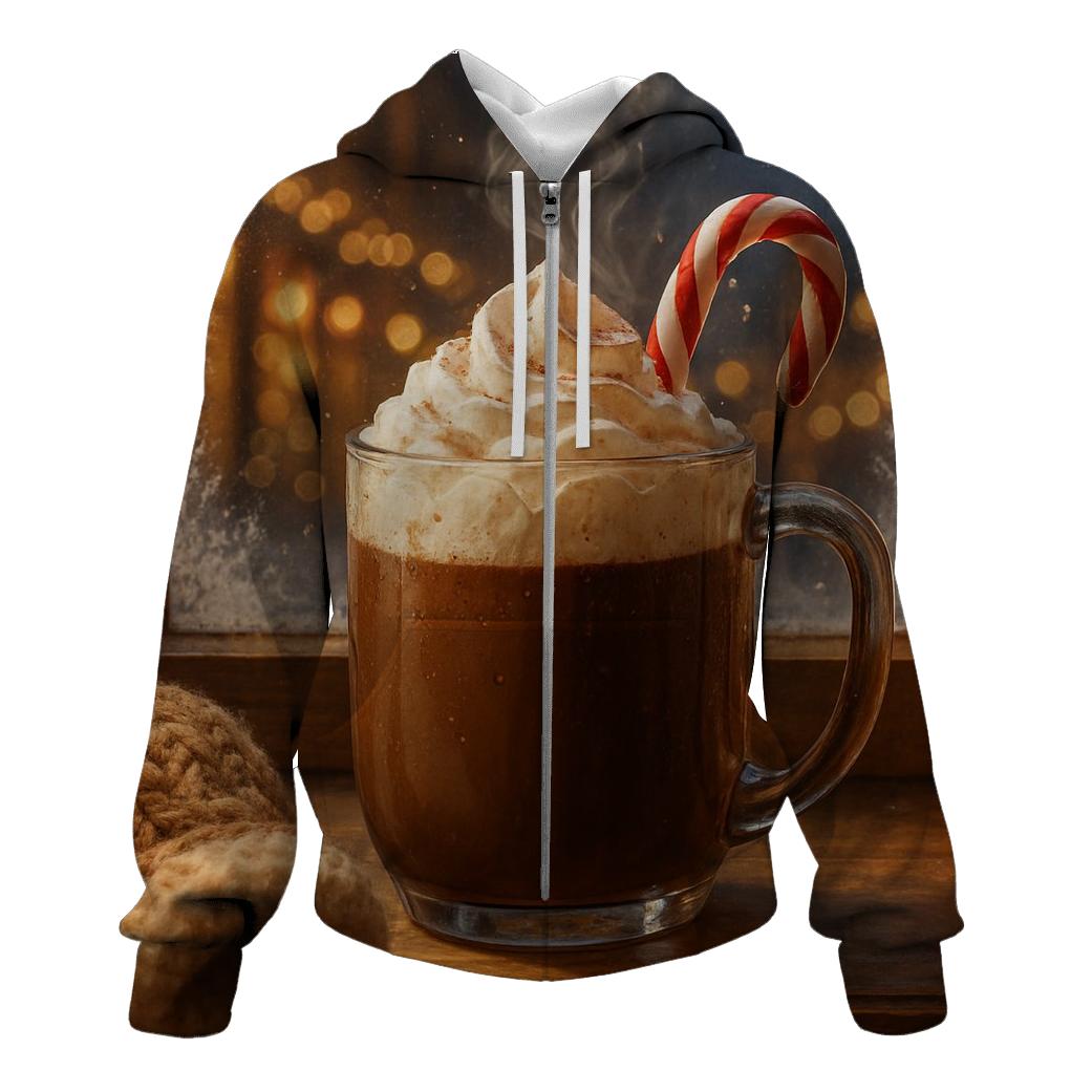 Hot Cocoa On The Frosted Windowsill printed hoodies