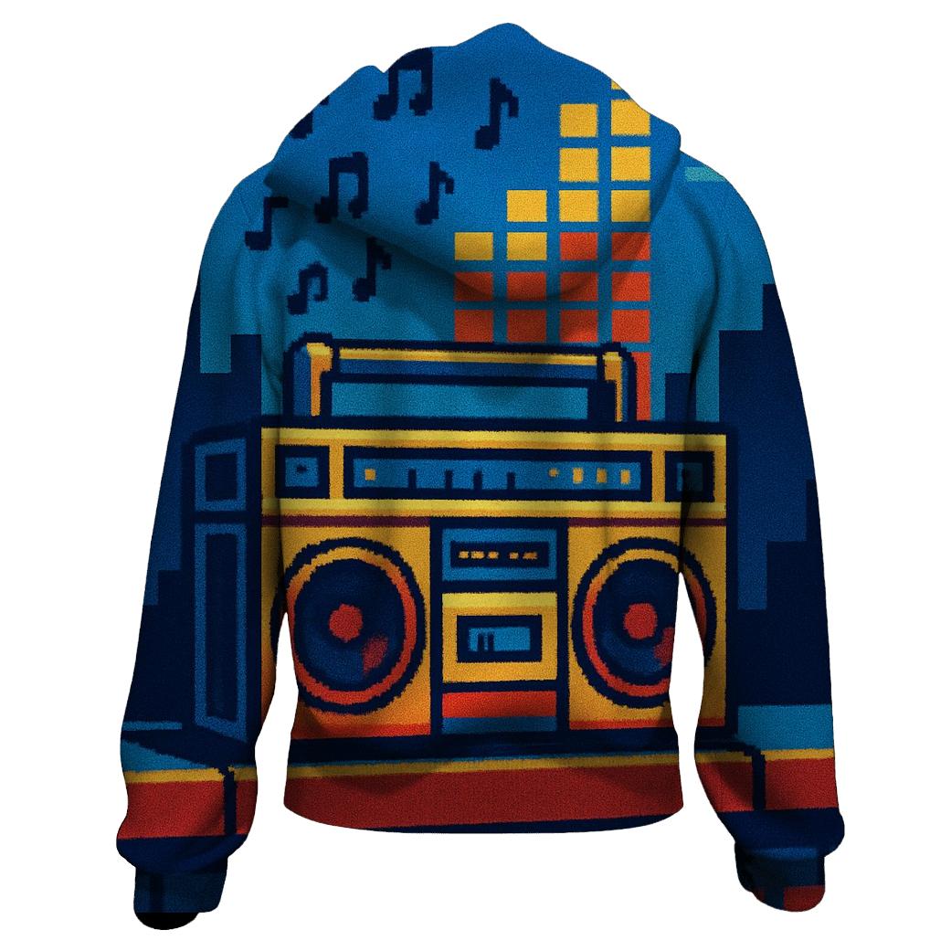 Pixel Boombox Skyline lightweight hoodies