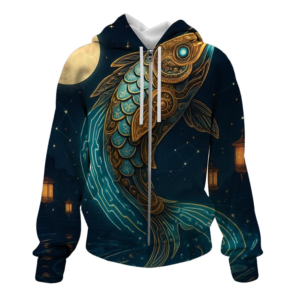Clockwork Koi Comet printed hoodies