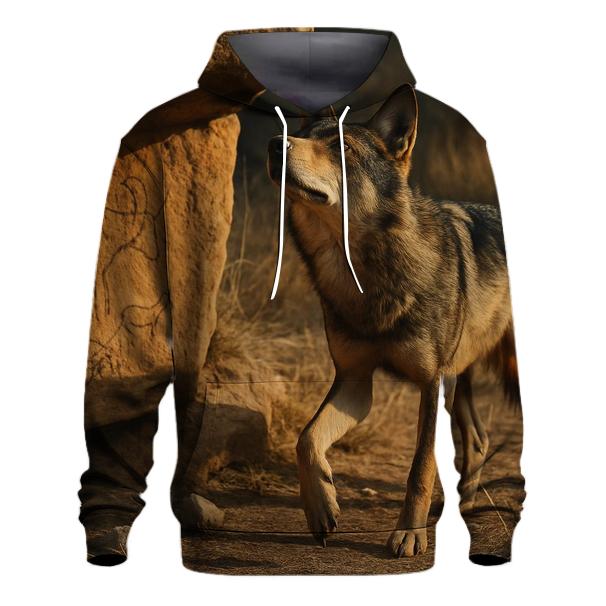 Iberian Wolf At Ancient Rock Art Shelter hoodies fashion