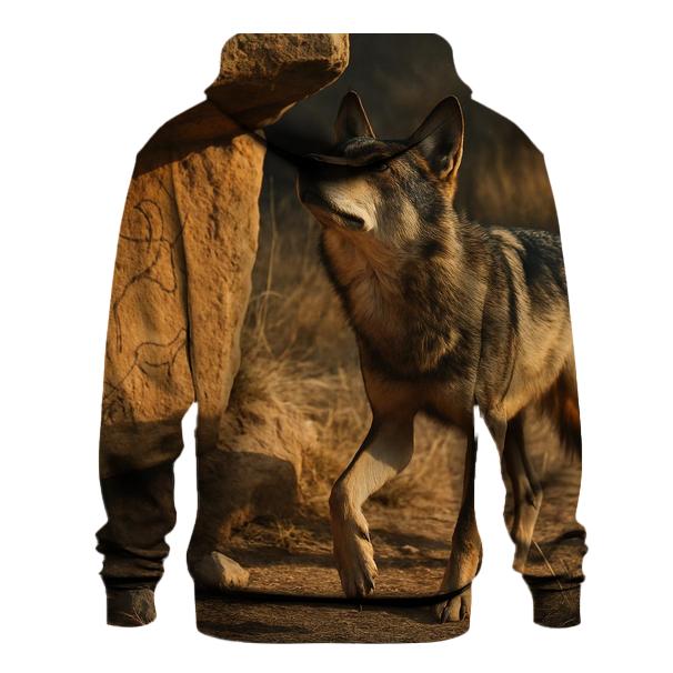 Iberian Wolf At Ancient Rock Art Shelter hoodies fashion