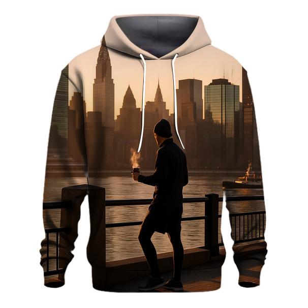 First Light Over Midtown From Roosevelt Island Promenade embroidered hoodies
