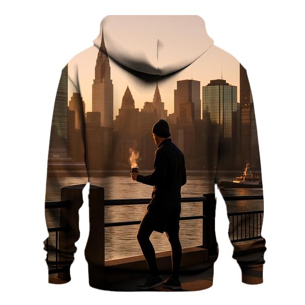 First Light Over Midtown From Roosevelt Island Promenade embroidered hoodies