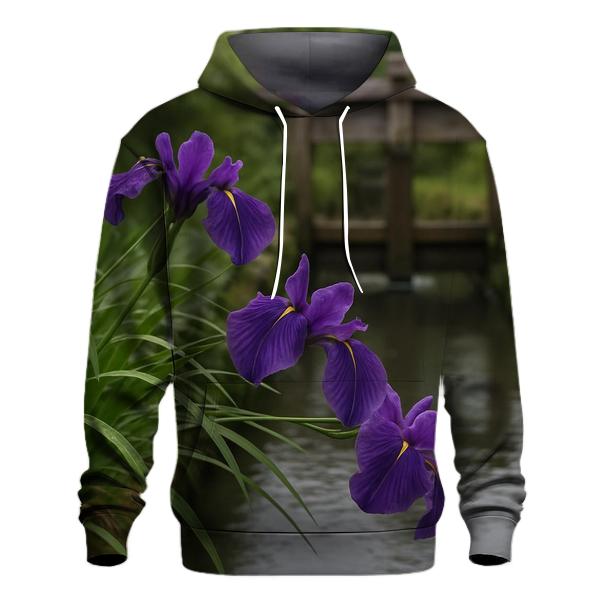 Japanese Iris Beside A Wooden Water Gate hoodie styles