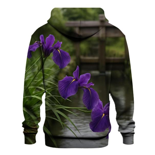 Japanese Iris Beside A Wooden Water Gate hoodie styles