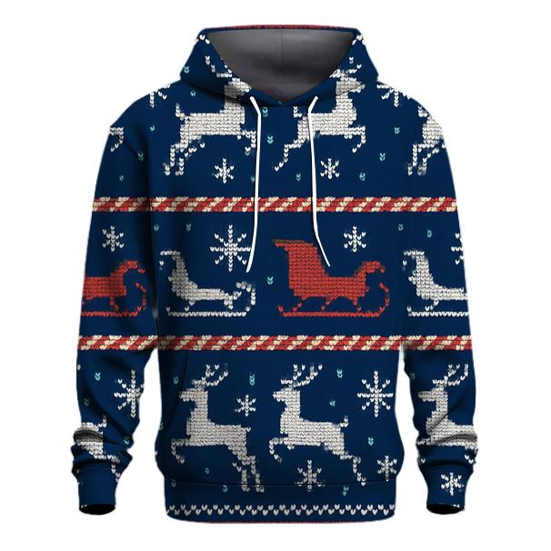 Reindeer Sleigh Road Stripe Grid Design lightweight hoodies