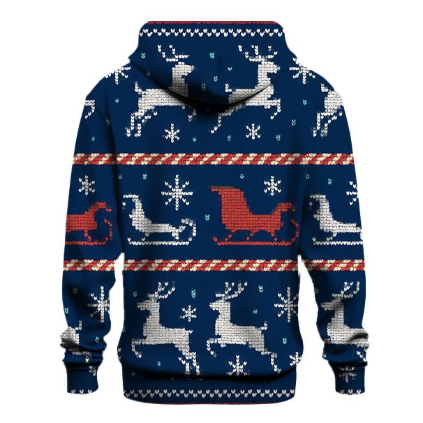 Reindeer Sleigh Road Stripe Grid Design lightweight hoodies