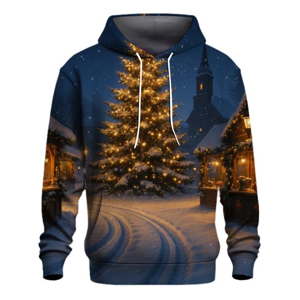 Midnight Sleigh Tracks Beside The Village Tree zip-up hoodies