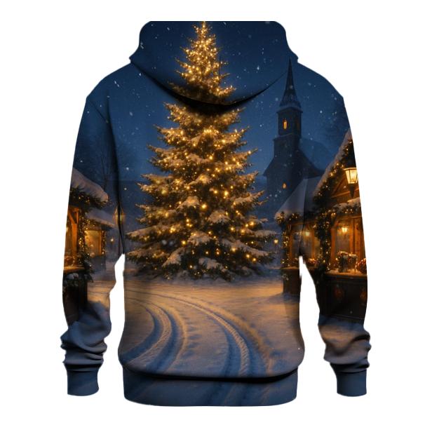 Midnight Sleigh Tracks Beside The Village Tree zip-up hoodies