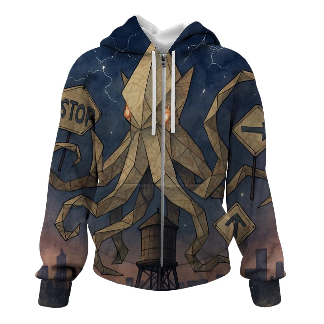 Origami Kraken Skyline hoodie trends