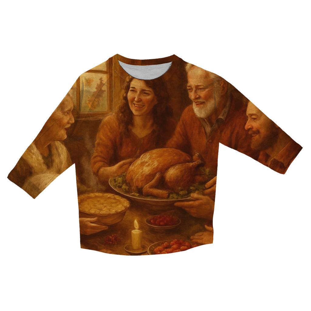 Candlelit Gratitude Cabin Feast casual three quarter sleeve shirts