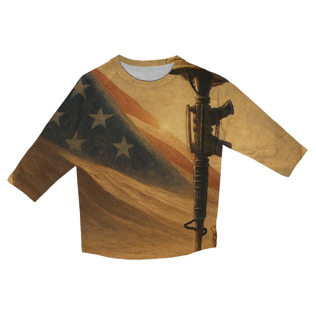 Desert Crosswind Flag Of Sand And Steel printed three quarter sleeve shirts