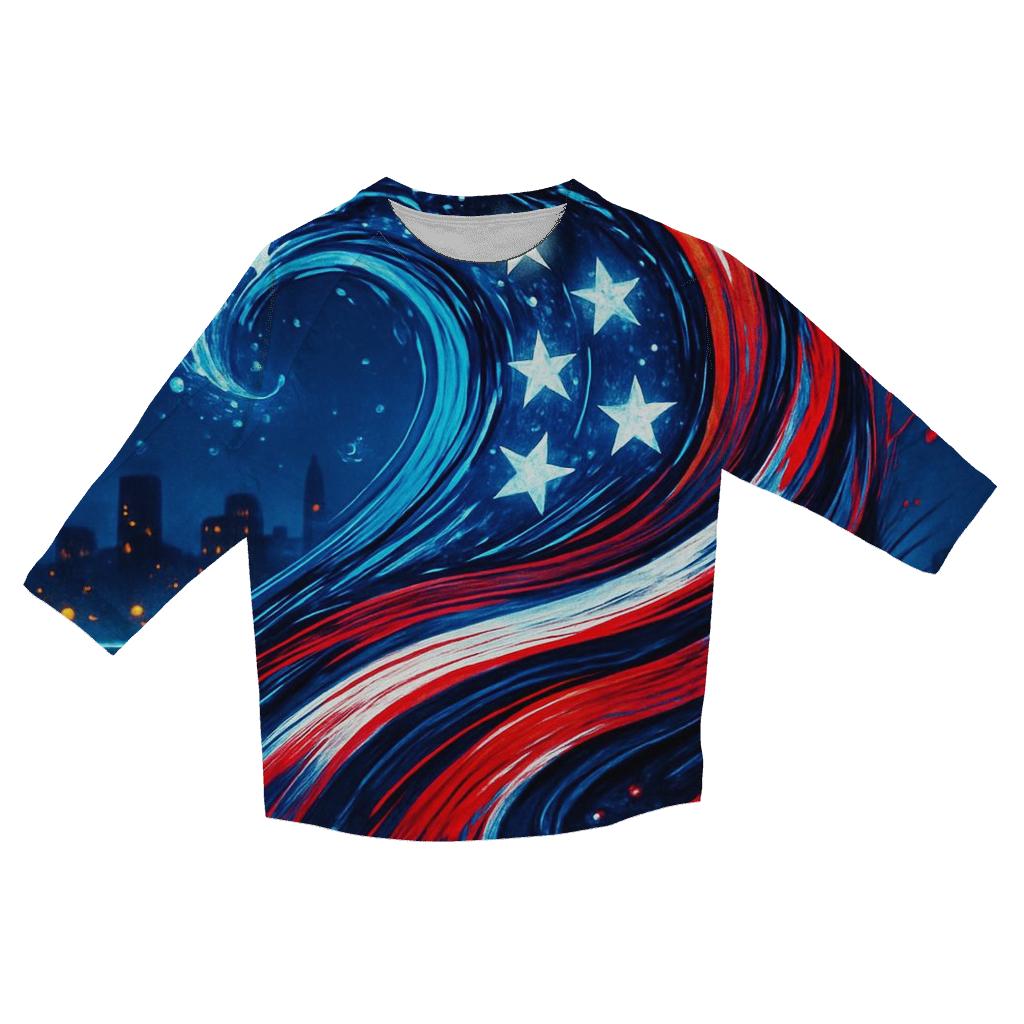 Neon Harbor Freedom Wave designer 3/4 sleeve blouses