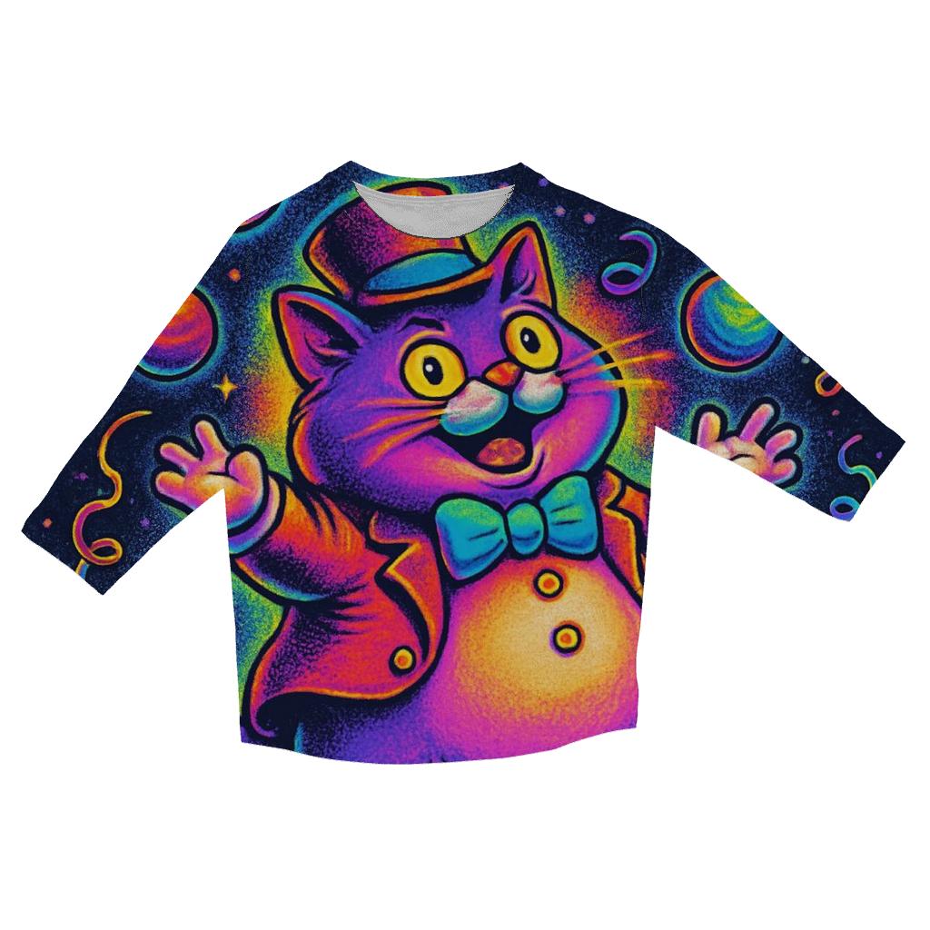 Carnival Cat Juggler Of Planets printed three quarter sleeve shirts