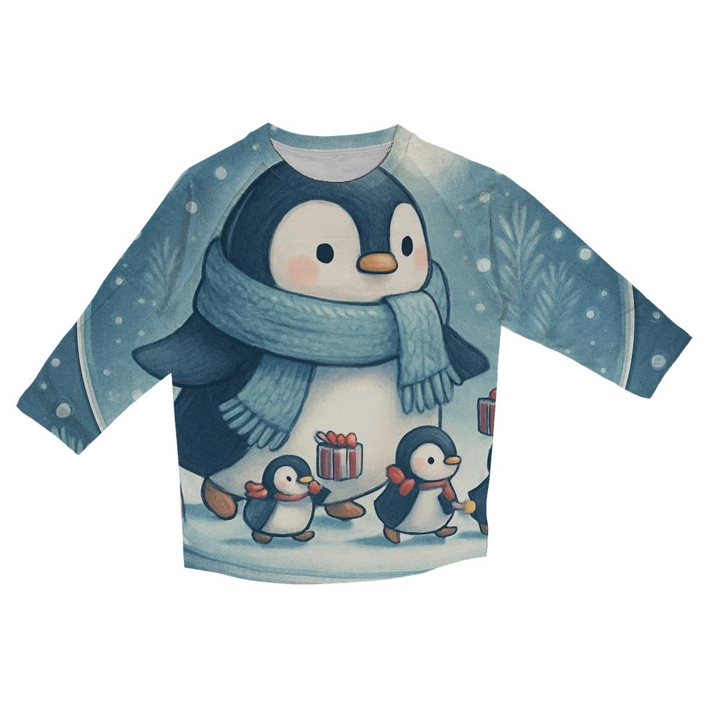 Snow Globe Penguin Parade personalized 3/4 sleeve tees