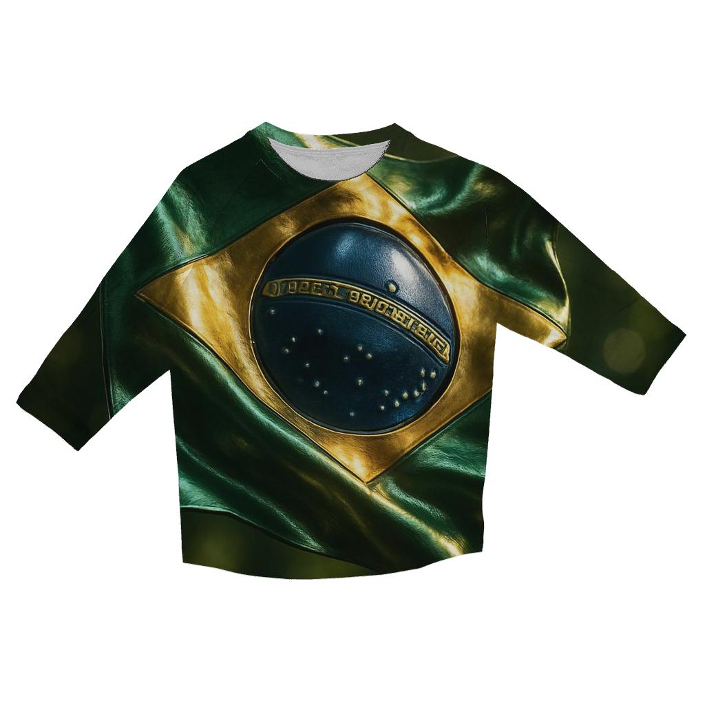 Metallic Pulse Flag Brazil custom 3/4 sleeve shirts