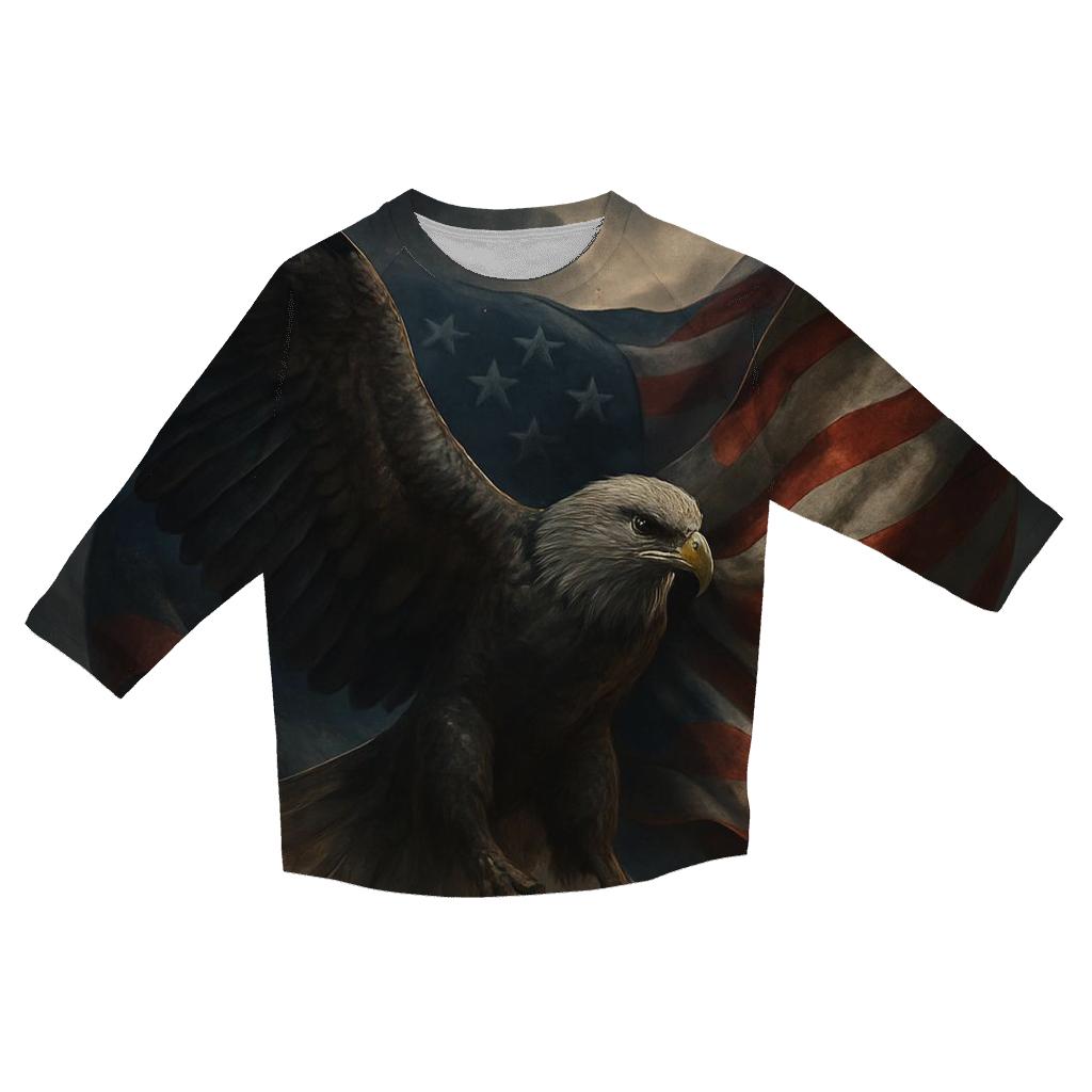 Eagle Of Starlit Armor Over The Flag Field designer 3/4 sleeve blouses