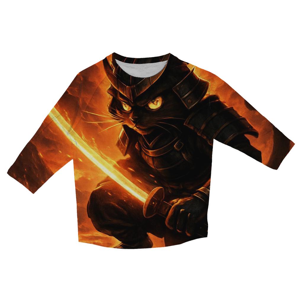 Volcanic Samurai Cat In Ember Armor cotton quarter sleeve shirts