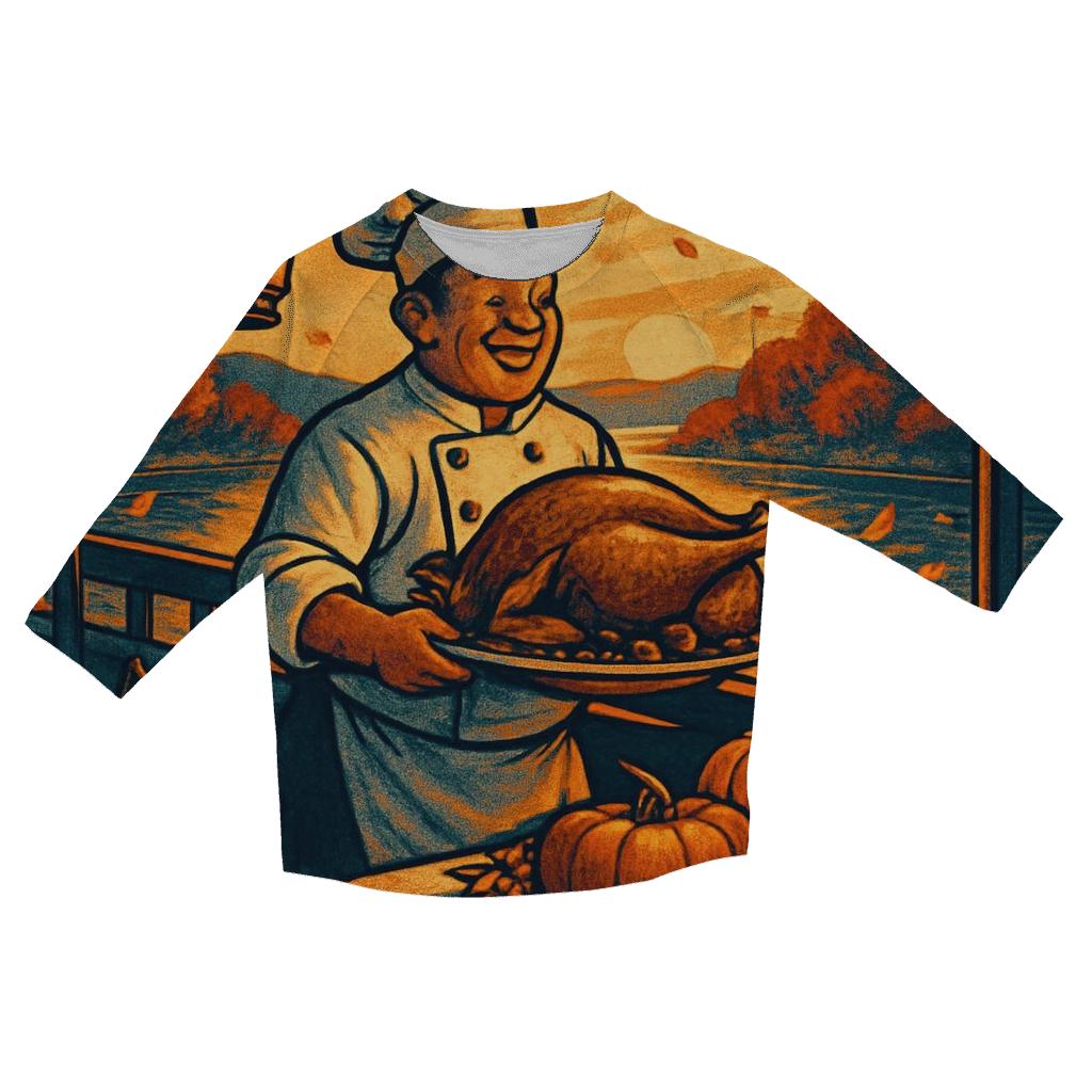 Autumn Riverboat Feast At Sunset cotton quarter sleeve shirts