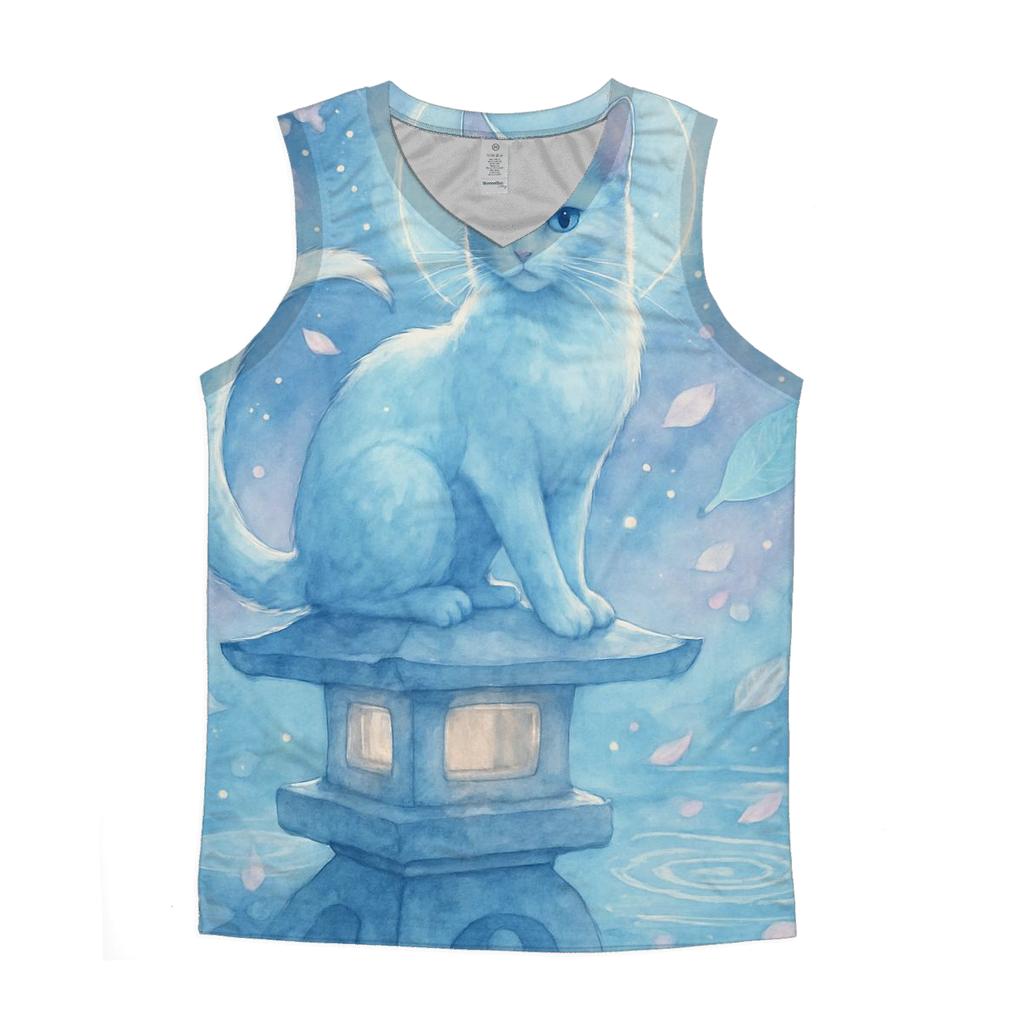 Moonlit Garden Guardian Cat stylish racerback tanks