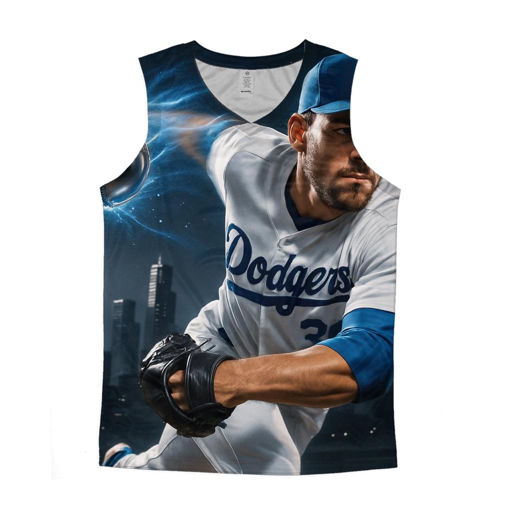 Chrome Fastball Over Downtown Lights sports performance tank tops