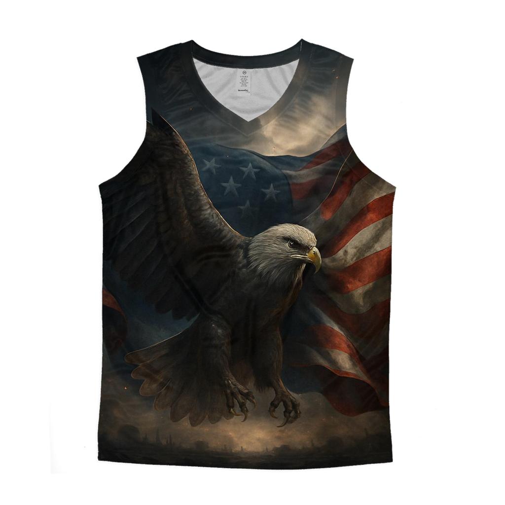 Eagle Of Starlit Armor Over The Flag Field graphic print tank tops