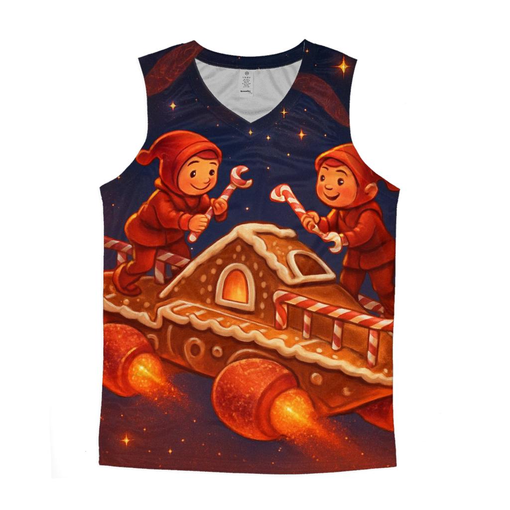 Gingerbread Workshop Starship graphic print tank tops