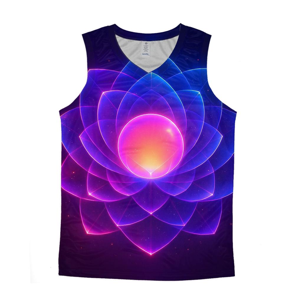 Neon Orbit Bloom graphic print tank tops