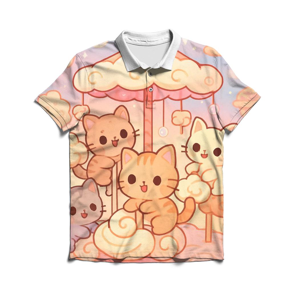 Cloud Bakery Kitten Carousel embroidered polo tops