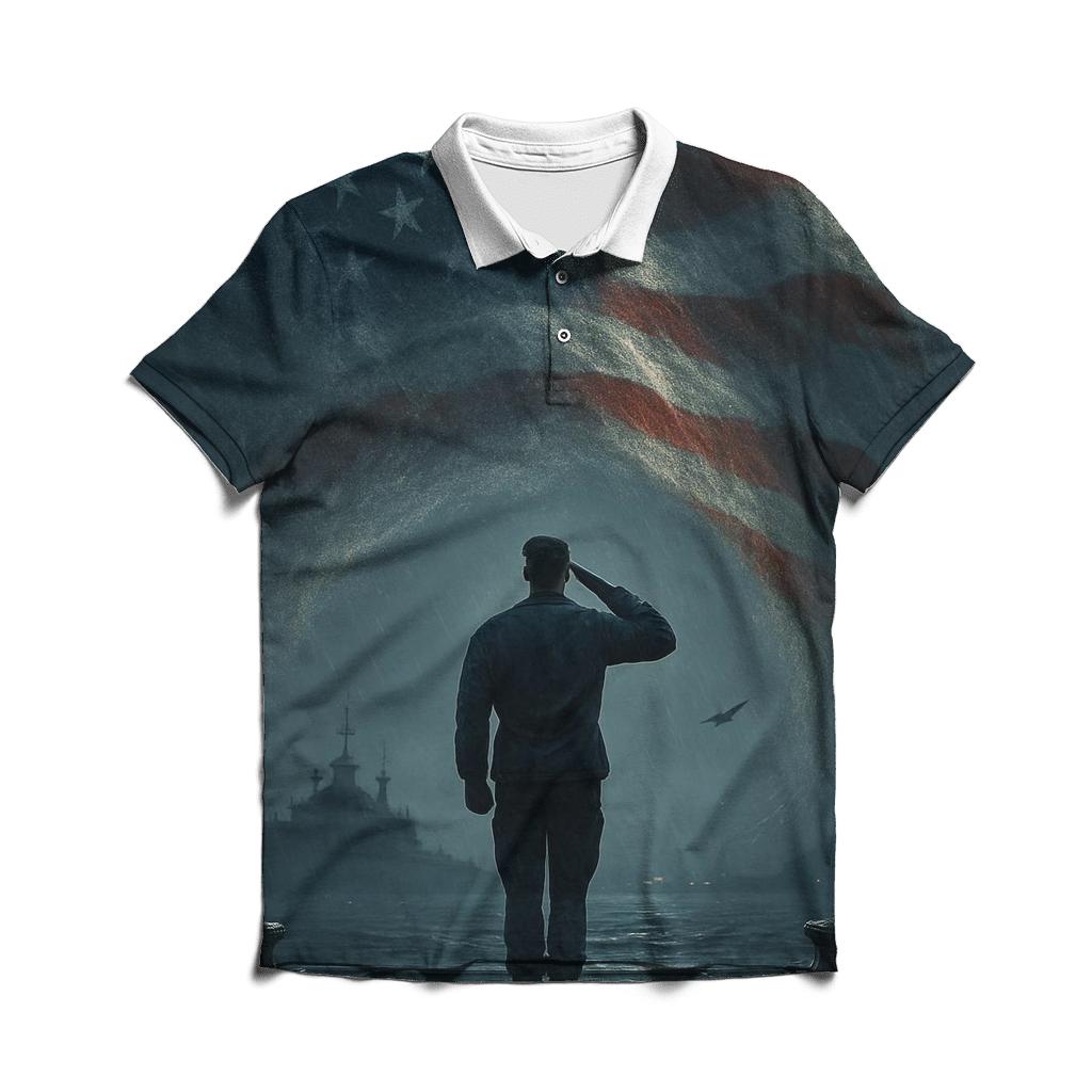 Harbor Vigil Under The Tide Flag premium cotton polo shirts