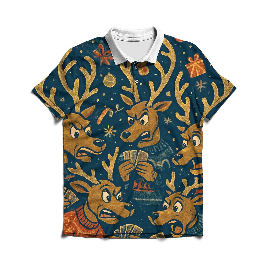 Reindeer Card Game Chaos casual sports polo shirts