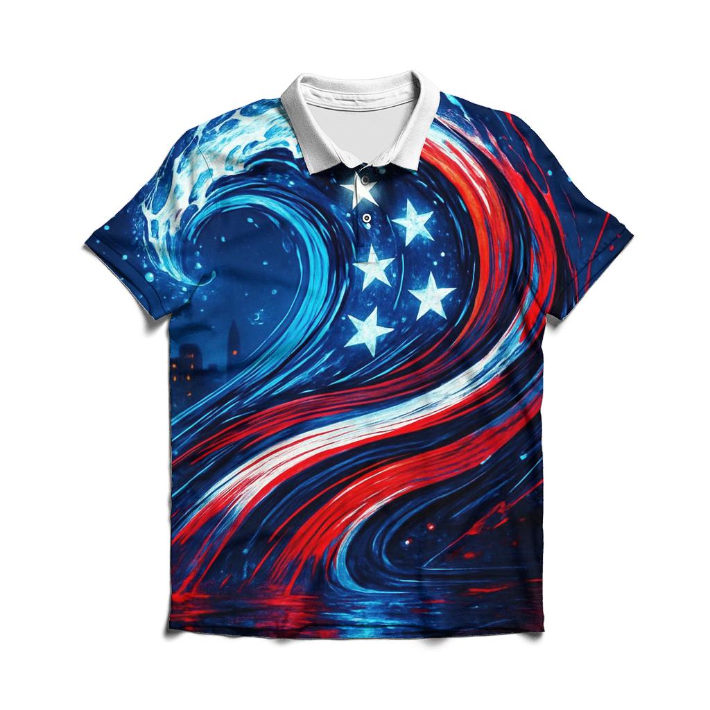 Neon Harbor Freedom Wave premium cotton polo shirts