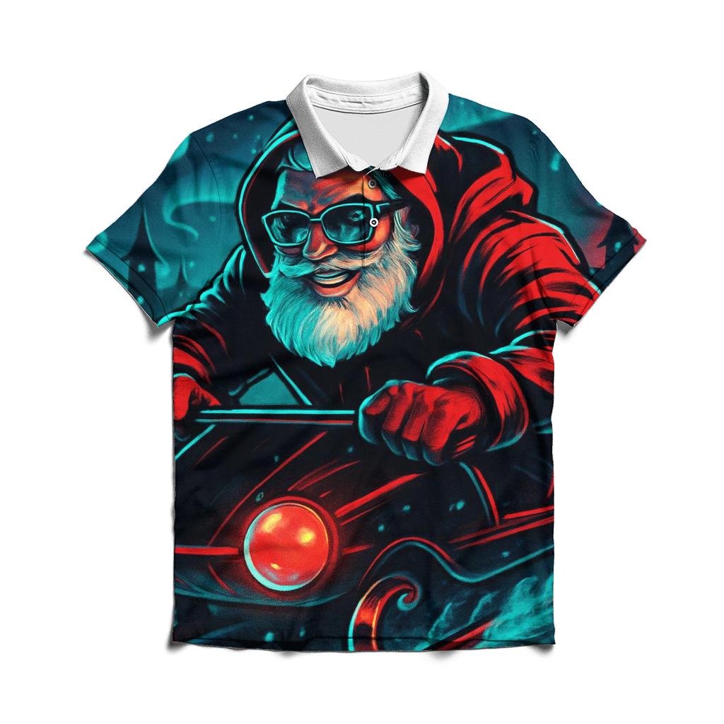 Neon Aurora Street Santa custom polo shirts